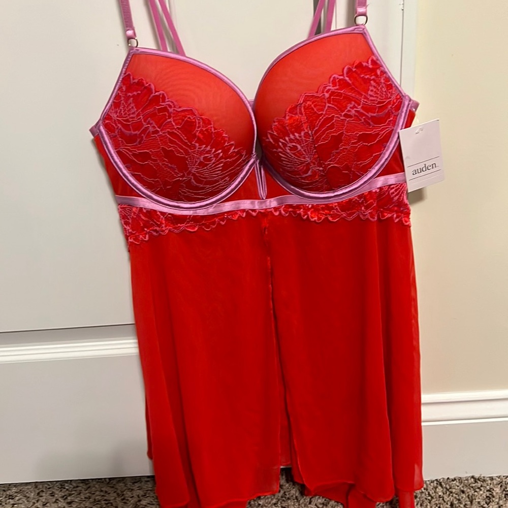 Auden Red and Purple Lingerie Piece